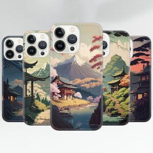 Anime Scenery Phone Case Japanese Lofi Cover for iPhone 15 Pro, 14 Pro Max, 13, 12 & Samsung S23 Ultra, S22, S21 FE, A14, Pixel 8 Pro, 7a, 6
