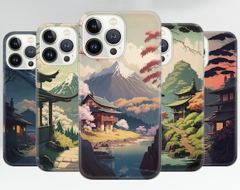 Anime Scenery Phone Case Japanese Lofi Cover for iPhone 15 Pro, 14 Pro Max, 13, 12 & Samsung S23 Ultra, S22, S21 FE, A14, Pixel 8 Pro, 7a, 6