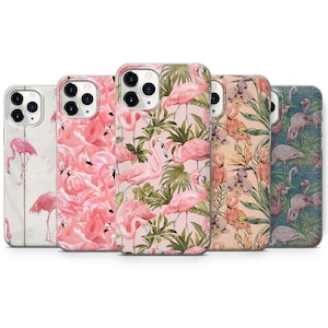 Flamingo Pattern Phone Case Pink Tropical Cover for iPhone 15 Pro, 14 Pro Max, 13, 12 & Samsung S23 Ultra, S22, S21, A14, Pixel 8 Pro, 7, 6