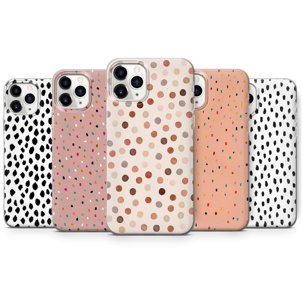 Beige Spots Handyhülle schwarz gepunktet für iPhone 15 Pro, 14 Pro Max, 13, 12 & Samsung S23 Ultra, S22, S21 FE, A14, Pixel 8 Pro, 7a, 6