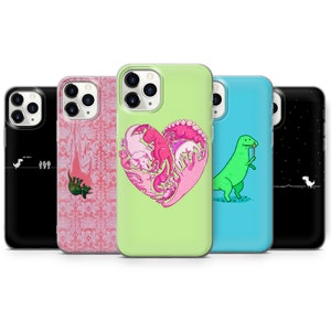 Dinosaur T-Rex Phone Case Dino Heart Cover for iPhone 15 Pro, 14 Pro Max, 13, 12 & Samsung S23 Ultra, S22, S21 FE, A14, Pixel 8 Pro, 7a, 6