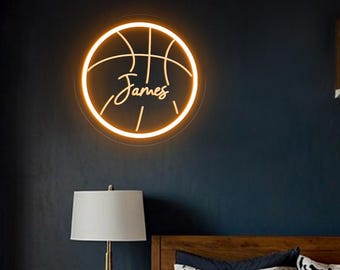 Custom Basketball Name Neon Sign, 3D Engraved LED Light
