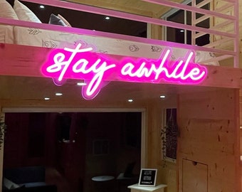 Stay Awhile Led Sign - Etsy