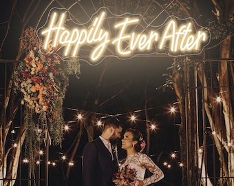 Happily Ever After Neon Sign Wedding Neon Sign Custom LED Light for Engagement Party Home Decor Wall Art Handmade Wedding Gift Neon Art