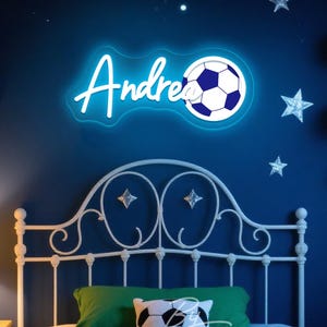 Custom Soccer Name Neon Sign Custom Football Neon Sign Boy&#39;s Bedroom Nursery Decor Name Led Neon Light Football UV Printing Light Wall Decor