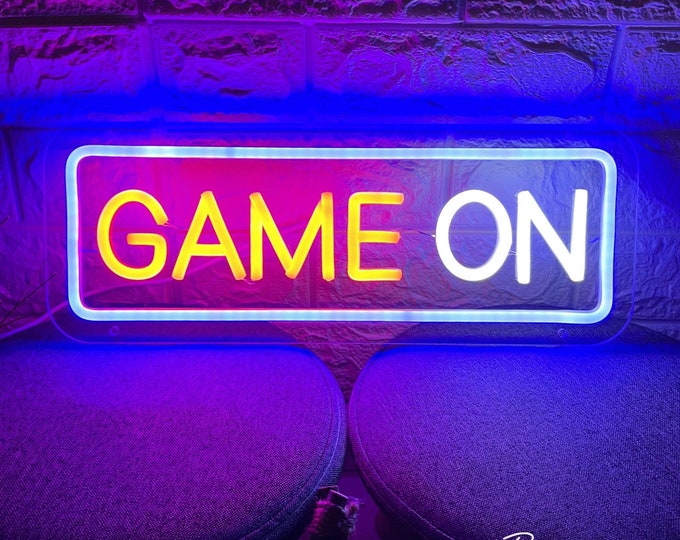 GAME ON Neon Sign,Custom Game Sign,Neon Light Bedroom,Game Room Sign,Gamer Tag Wall Art,Live Room Sign,Personalized Gifts for Boyfriend