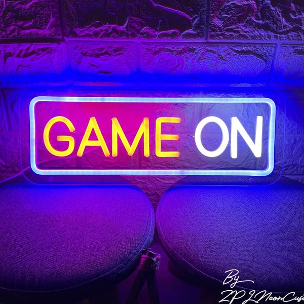 GAME ON Neon Sign,Custom Game Sign,Neon Light Bedroom,Game Room Sign,Gamer Tag Wall Art,Live Room Sign,Personalized Gifts for Boyfriend