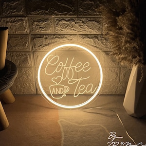 Coffee and Tea Neon Sign,USB Led Light for Coffee Shop,Custom Coffee Shop Signage,Coffee Bar Sign,Welcome Sign,3d Wall Art,Opening Gift