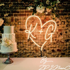 Insegna al neon personalizzata per matrimonio, iniziali personalizzate, insegna al neon con nome, iniziali, luce al neon a LED per feste di matrimonio, decorazioni minimaliste, decorazioni da parete, regali di nozze