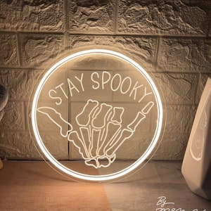 STAY SPOOKY Neon Sign Halloween Neon Sign Bone Neon Light Halloween Decor USB Led Light for Halloween Party Wall Decor Personalized Gift