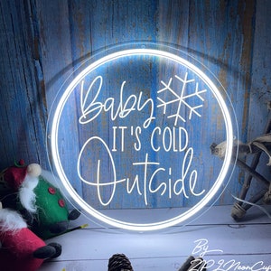 Baby It's Cold Outside,Christmas Neon Sign Custom,USB Led Light for Kids Rooms,Festival Party Event Decor,Shop Signage,Christmas Gifts As pic Cool White