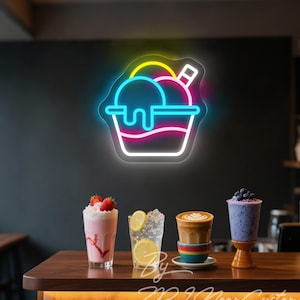 Gelato Neon Sign Custom Neon Sign Ice Cream Led Neon Light Up Sign Gelato Ice Cream Shop Decor Bar Cafe Wall Decor Ice Cream Neon Signs