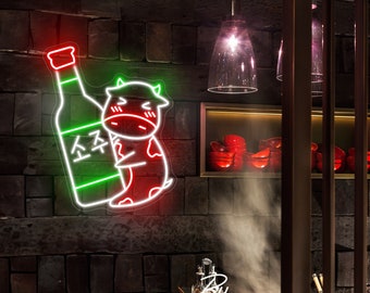 Cow Neon Sign Soju Neon Sign Custom Neon Sign Animals Led Light Korean Restaurant Bar Shop Decor Home Wall Decor Welcome Sign Neon Art