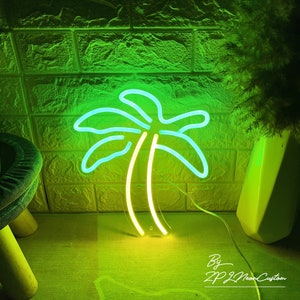 Palm Tree Neon Sign Custom Bar Club Sign Led Light Sign for Summer Party Decor Neon Minimalist Wall Art Handmade Gift for Him Tree Art