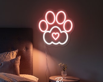 Paw Print Neon Sign Animals Paw Print Custom Neon Sign Led Light Wall Decor Pets Shop Neon Sign Pets Shop Decor Birthday Gift for Pets Lover