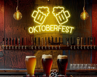 Oktoberfest ölmugg neonskylt, personlig bardekor