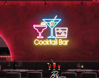 Letrero de neón para bar de cócteles, decoración personalizada para bares, regalo personalizado
