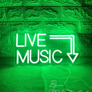 Live Music Neon Sign Custom Neon Sign Music Bar Led Sign Neon Bar Sign Man Cave Wall Decor Shop Signage Live Show Party Decor Neon Art