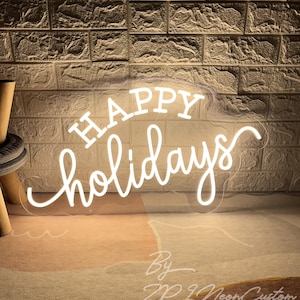 Happy Holidays Neon Sign Custom Neon Sign Merry Christmas Led Neon Light Home Bar Shop New Year Festival Party Wall Decor Gift For Holidays