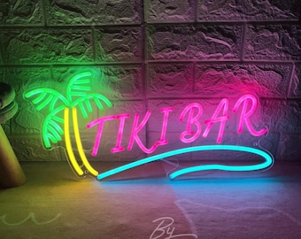 Tiki Bar Neon Sign: Custom Palm Tree LED Light Decor