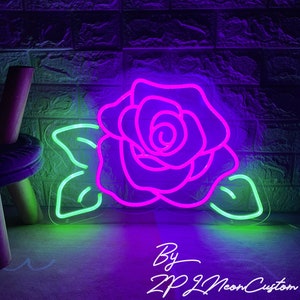 Letrero de neón rosa, Letrero de neón de flores, Luz de plantas personalizada, Luz de neón Led para dormitorio, Decoración de pared para el hogar, Decoraciones de floristería, Regalo personalizado