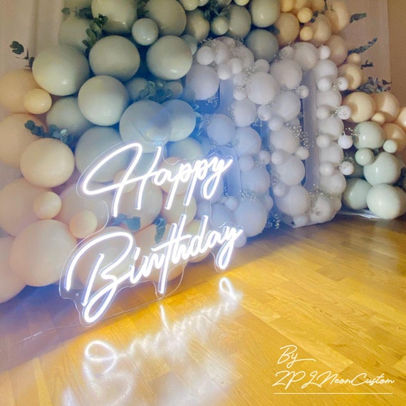 Happy Birthday Neon Sign, Party Decor, Personalized Gift