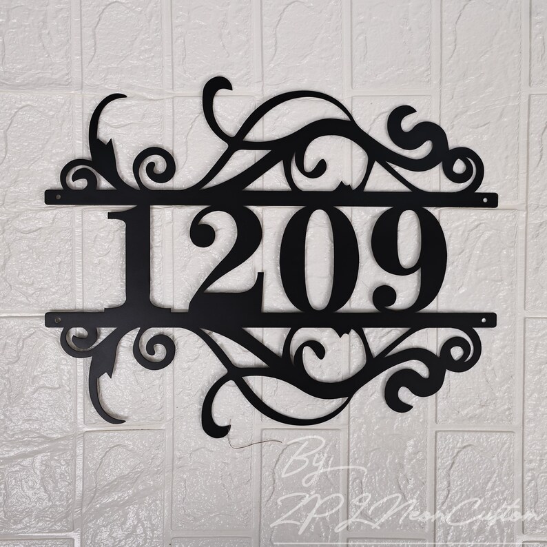 Custom Modern Home Address Metal Sign, Metal House Number Sign ...