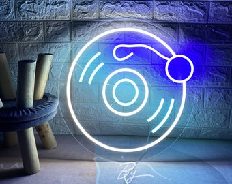 Custom Record Neon Sign, Music Room Wall Decor