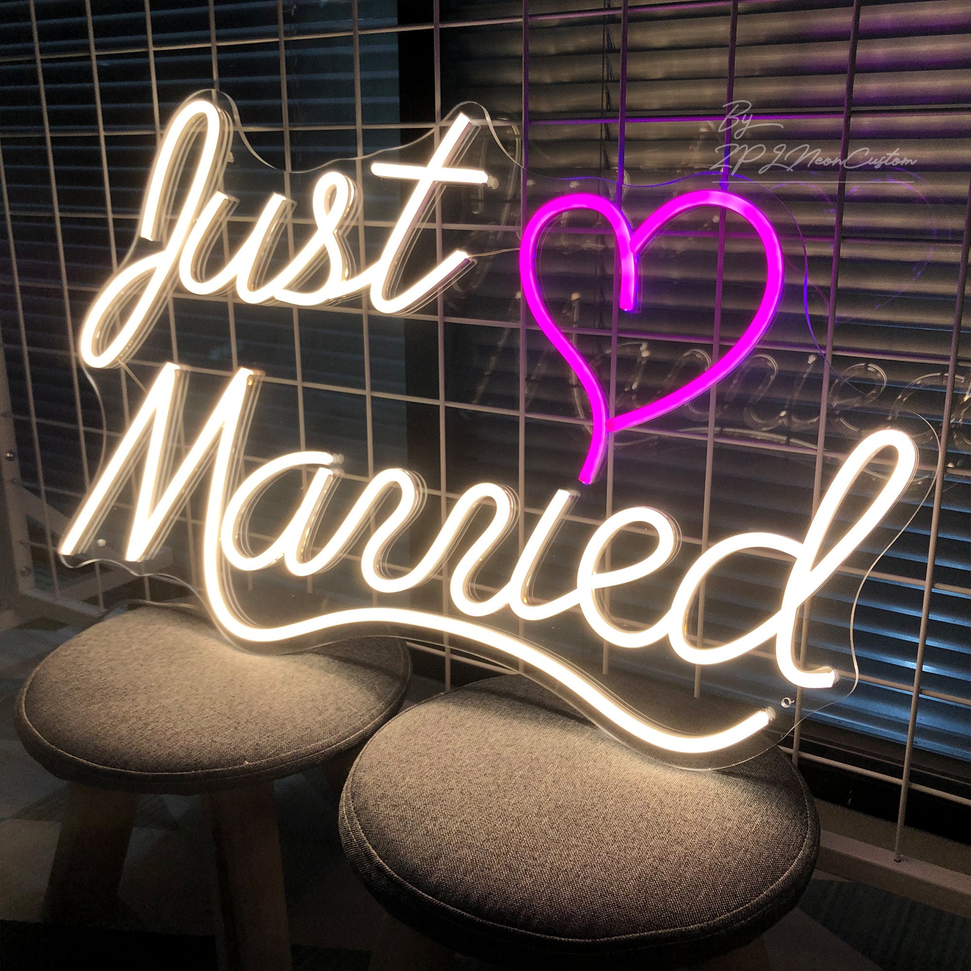 Just Married Wedding Party Decor Neon Sign Custom Led Art Etsy 