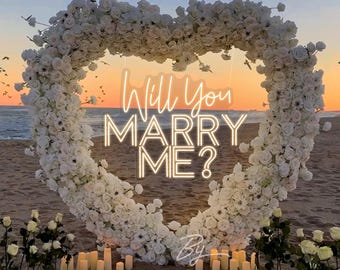 Will You Marry Me? LED Neon Sign, Custom Engagement Party Marriage Proposal Neon Light Decor Wedding Grass Wall Backdrop Decoration