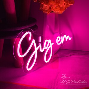 Gig 'em Aggies Neon Sign: Custom LED Bar Decor - Etsy