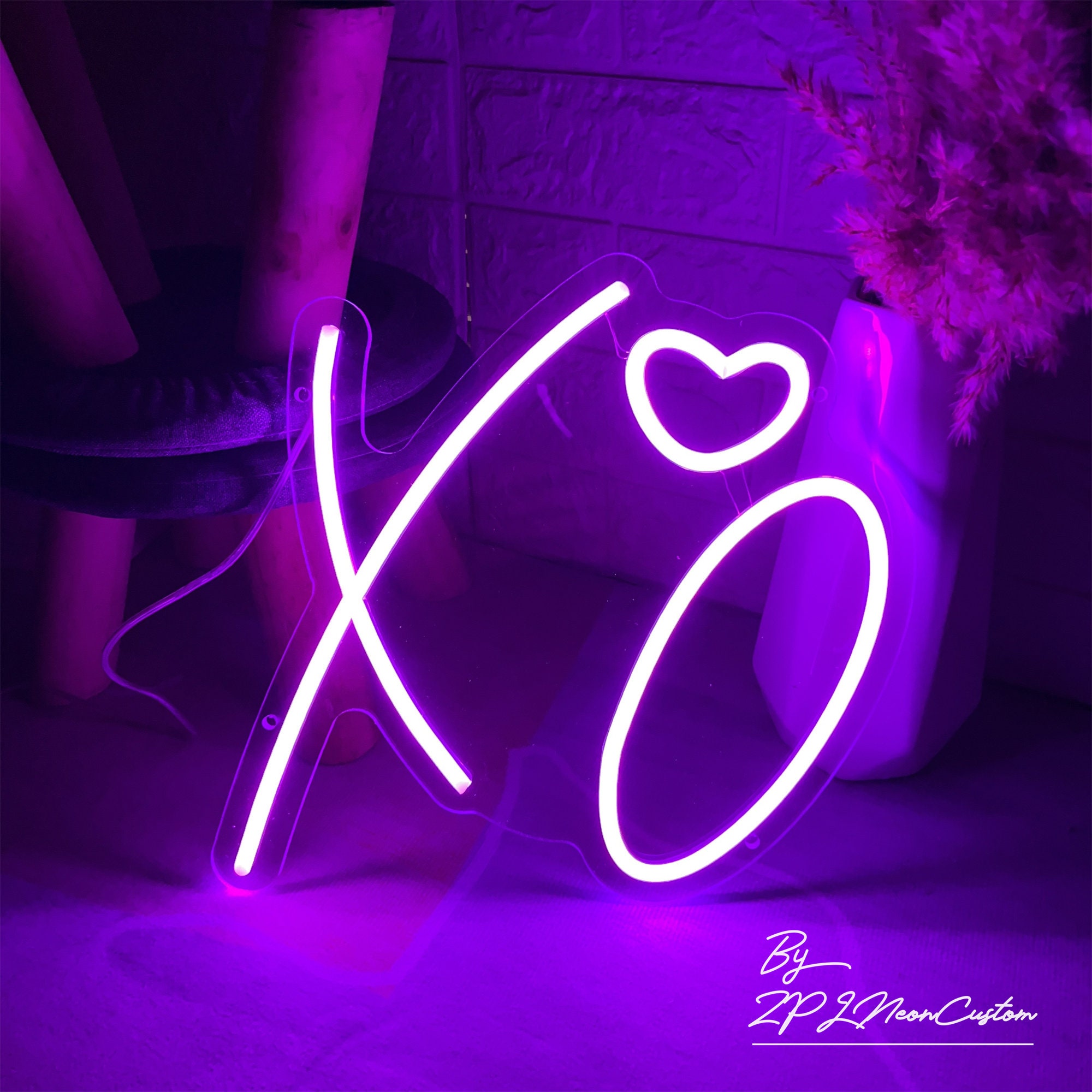 X O Heart Neon Sign Custom Love Signs Wedding Logo Home Party