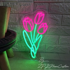 Flower Neon Sign Rose Neon Sign Custom Plants Neon Sign Bedroom Home ...