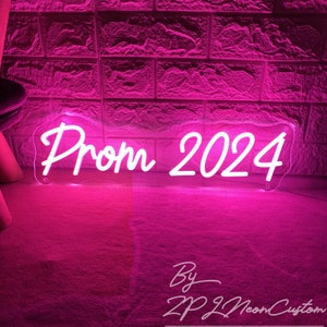 Prom 2024 Neon Sign Custom Neon Sign Grad Dance Prom Party Neon Sign Led Light Wall Decor Graduation Party Decor Gifts for Grad of 2024