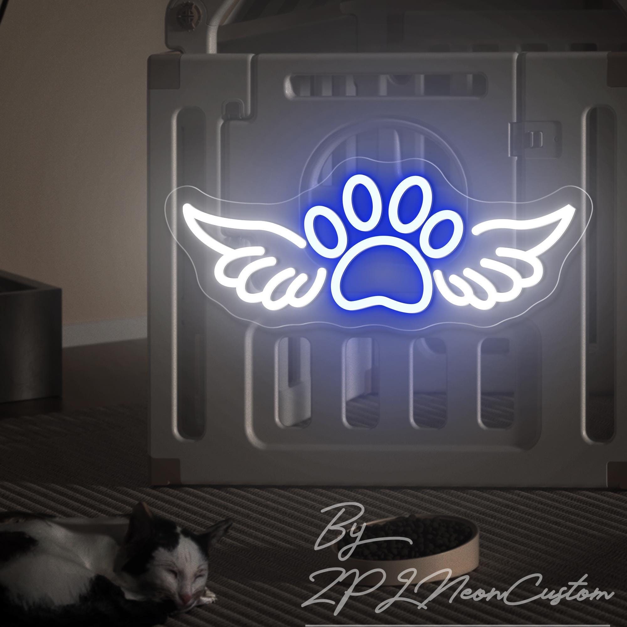 Paw With Wings Neon Sign Custom Neon Sign Paw Led Neon Light Pet Memorial Neon Sign Bedroom Home Wall Decor Personalized Gift For Pets Art