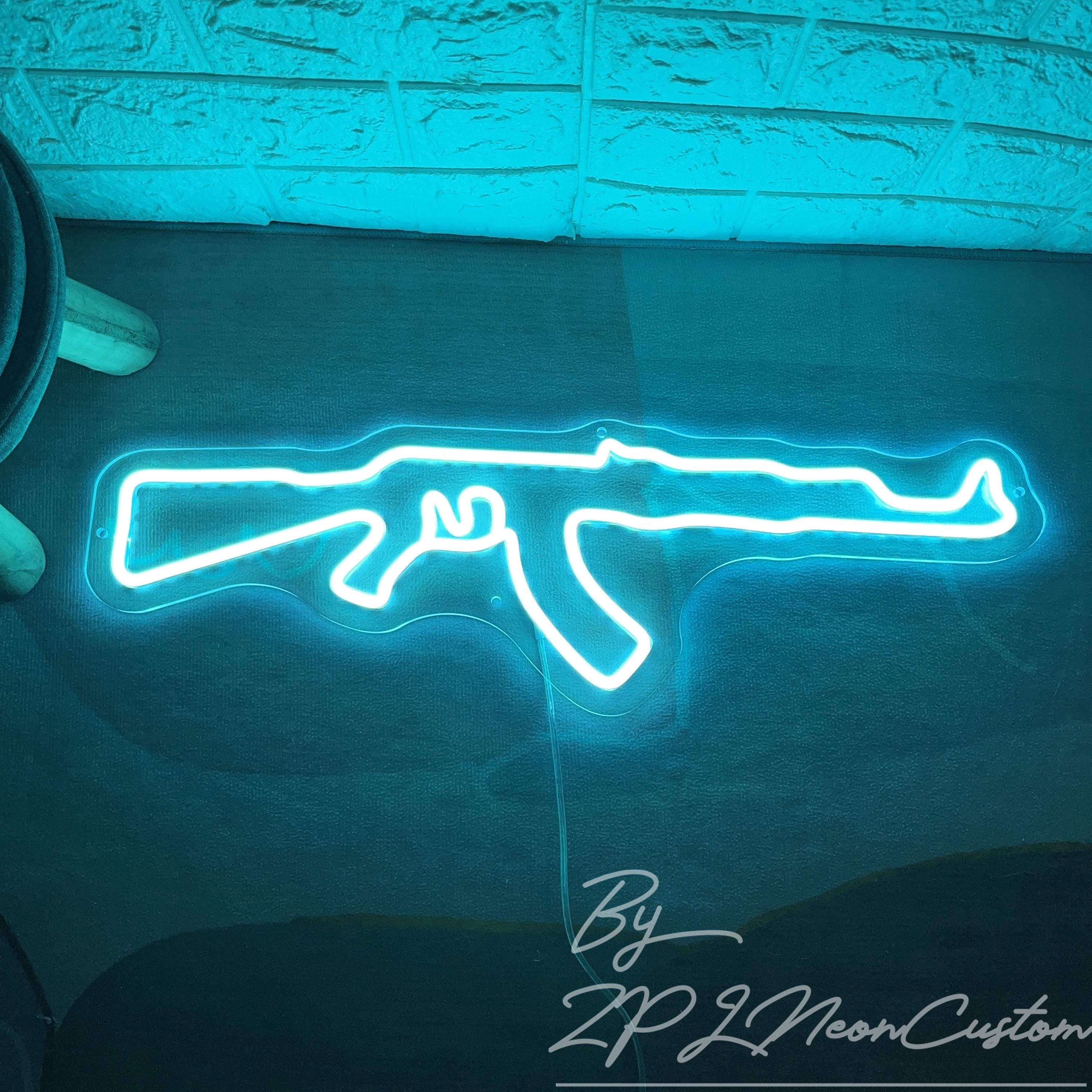 Gun Neon Sign Custom Toy Neon Sign Gun Led Neon Light Game Room Wall ...