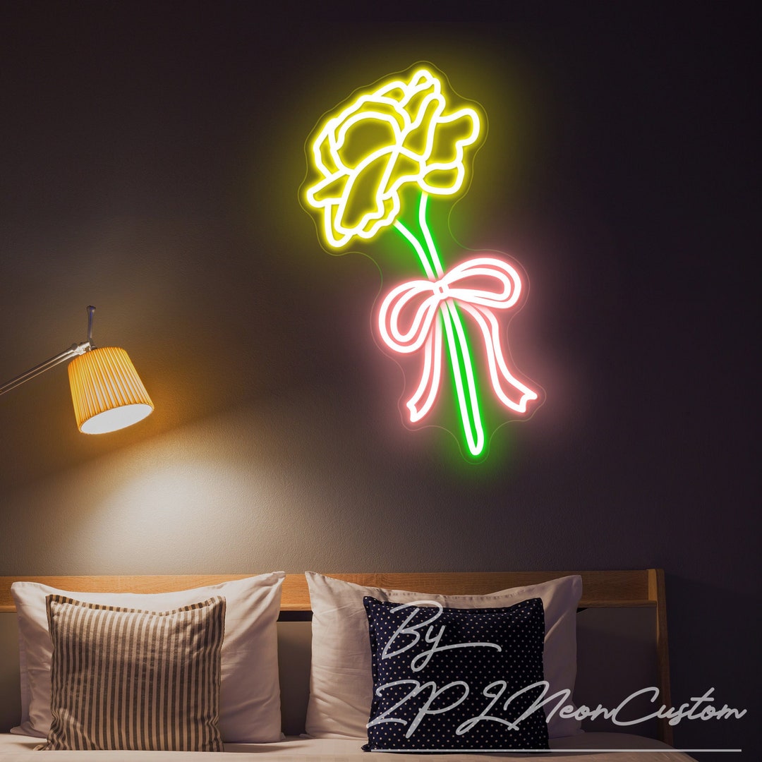 Flower Neon Sign Custom Plants Neon Sign Rose Carnation Flower Led