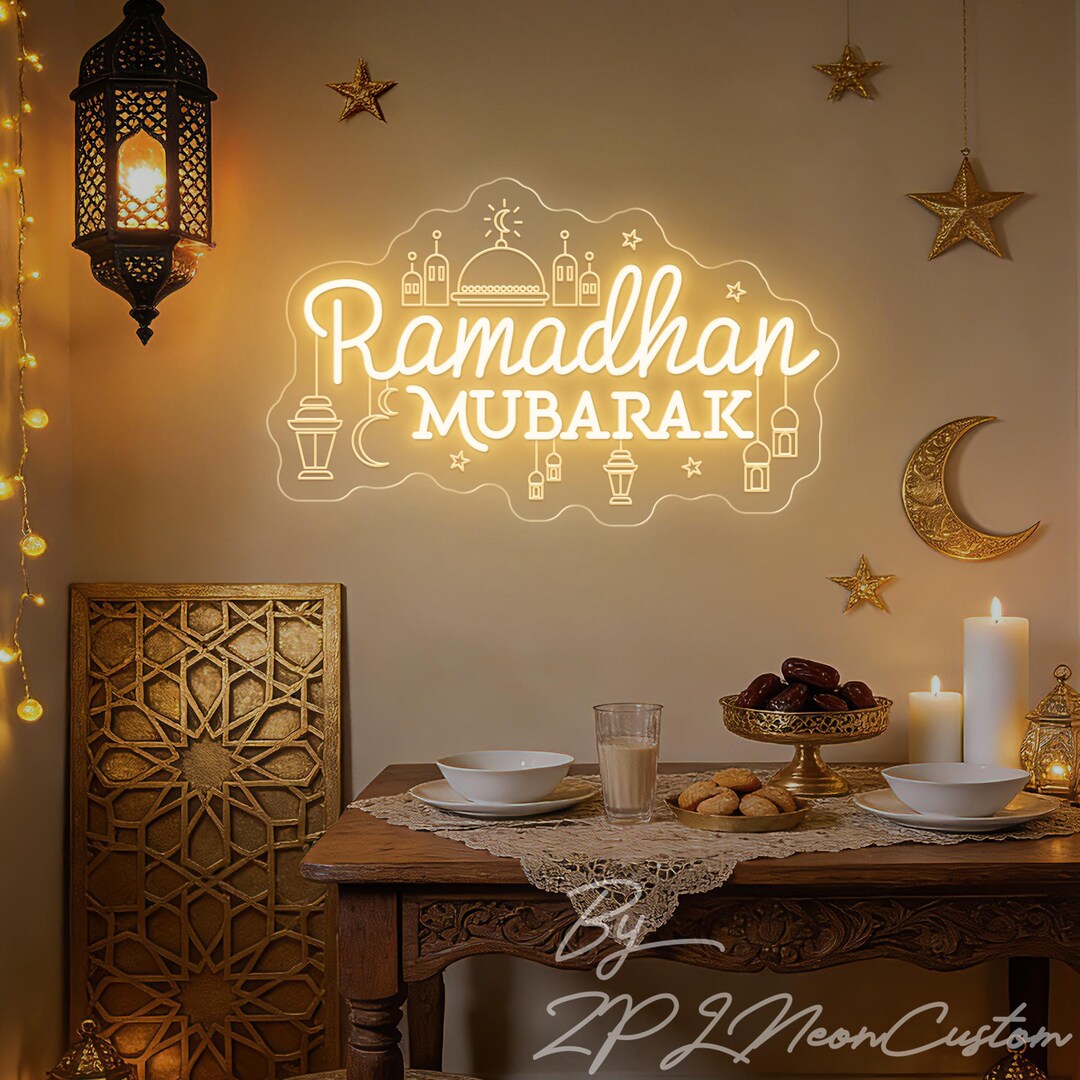 Ramadan Mubarak Neon Sign Custom Eid Mubarak Led Light Happy Ramadan ...