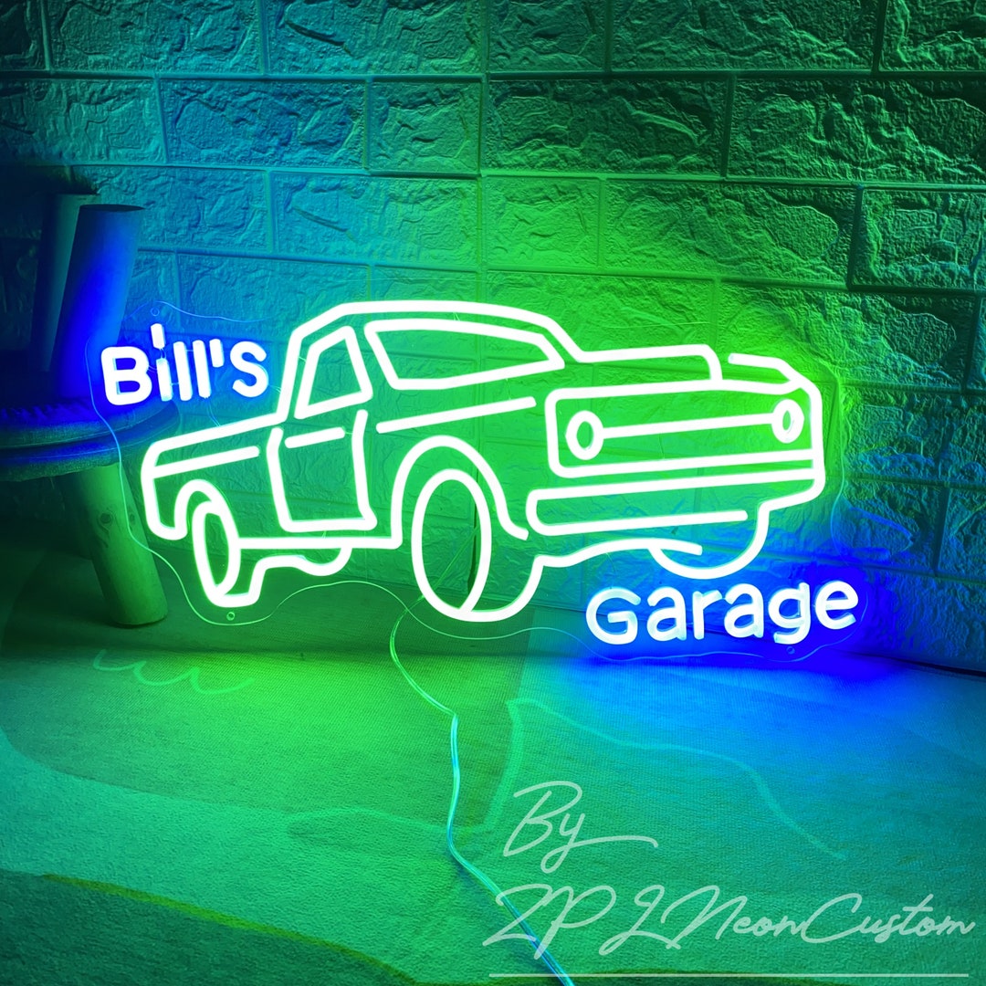 Garage Neon Sign Custom Your Name Garage Neon Sign Car Neon Etsy UK