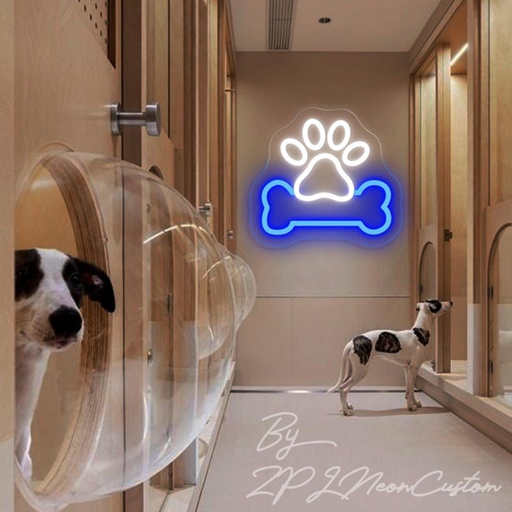Paw Bone Neon Sign Custom Pet Neon Sign Paw Led Neon Light Pets