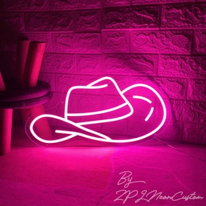 Cowboy Hat Neon Sign Custom Neon Sign Bedroom Western Cowgirl Cowboy Home Wall Decor Bar Led Light Decor Personalized Gift Room Neon Art