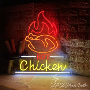 Hot Huhn Neon Schild Benutzerdefinierte Huhn Barbeque Restaurant Leuchtreklame Led Licht Home Wand Dekor Gebackene Gegrilltes Hähnchen Truthahn Fast Food Dekor