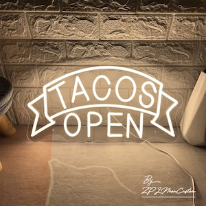 Tacos Open Neon Sign Aangepaste Neon Sign Tacos Opening Signage Restaurant Wall Decor Tacos Lover Gepersonaliseerde Gift Keuken Kamer Decor Neon Art