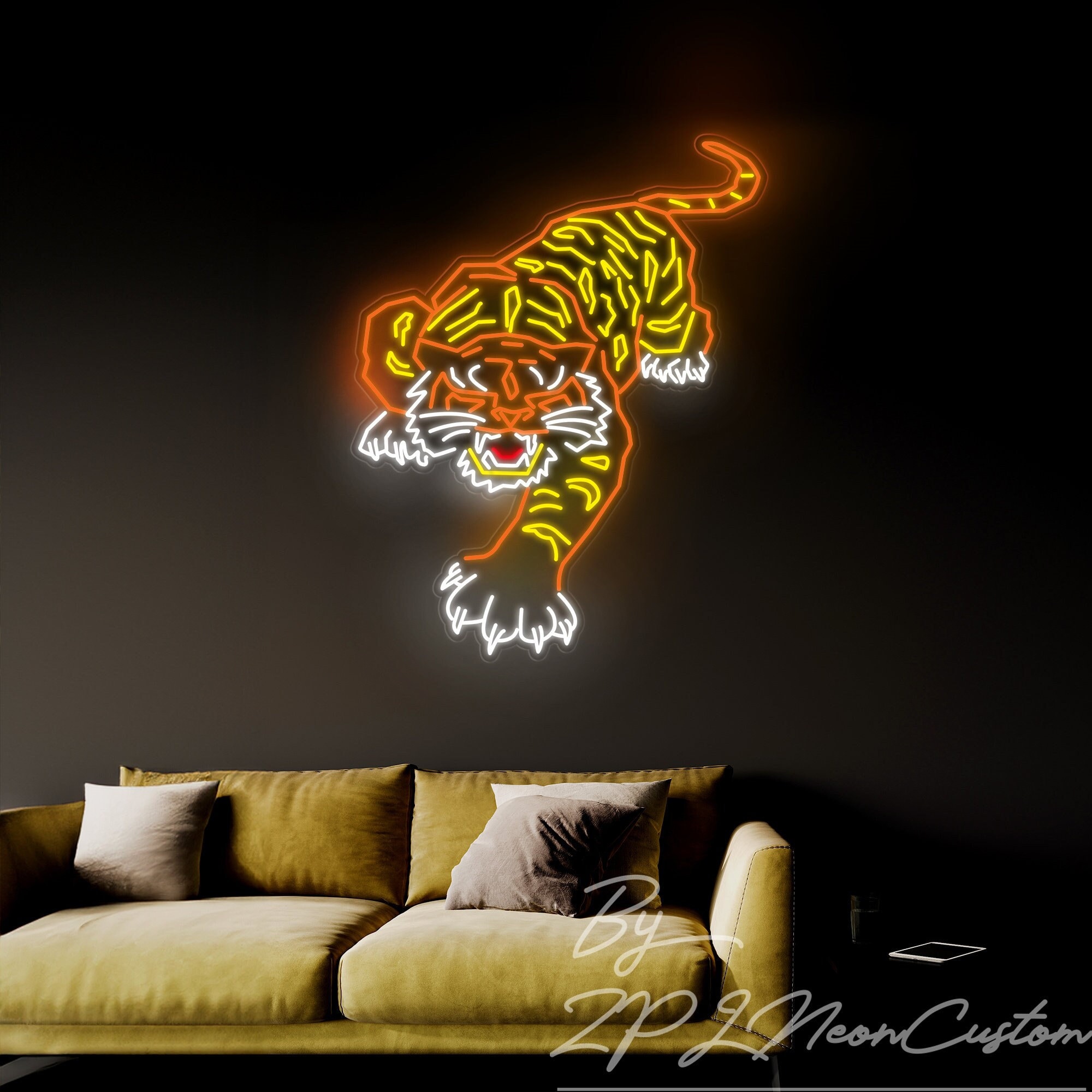 Tiger Neon Sign Custom Neon Sign Anime Sign Animals Sign Bar Sign Bedroom Home Wall Decor Led Light Personalized Gift Birthday Gift Neon Art