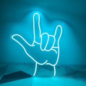 Rock and Roll Hand Gesture Neon Sign I Love You Gesture Neon - Etsy