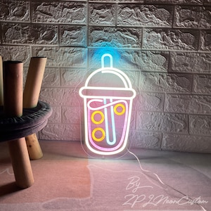 Boba Tea Neon Sign Custom Milk Tea LED Neon Sign Fast Food Drink Pub Coffee Bar Shop Wall Decor Personalized Gift Restaurant Welcome Sign