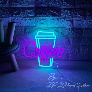 Letrero de neón de café Letrero de neón personalizado Latte Letrero de neón Cafe Bar Decoración Taza de café Bar Wall Art Decor Cafe Cart Shop Sign Store Restaurante Señalización
