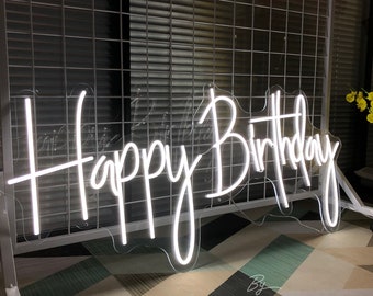SOLIDEE Neon Sign Happy Birthday Neon Lights Multiple Lighting Modes Adjustable Brightness LED Neon Light for All Birthday Party Home Decoration White Happy 18 x 8 in, Birthday 26 x 8 in SOLIDEE Neon Sign Happy Birthday Neon Lights Multiple Lighting Modes Adjustable Brightness LED Neon Light for All Birthday Party Home Decoration White Happy 18 x 8 in, Birthday 26 x 8 in