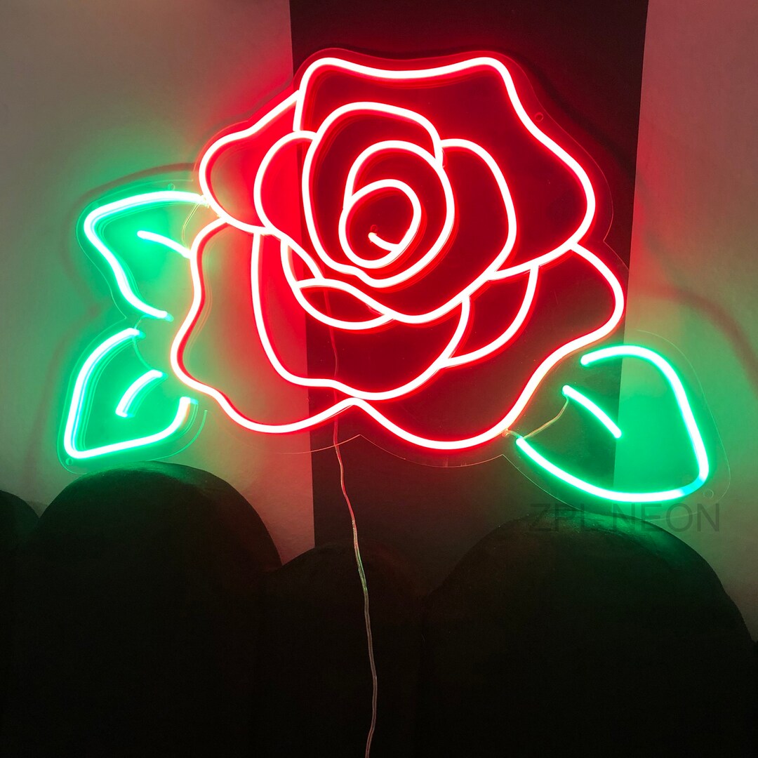 Rose Neon Sign Custom Neon Sign Light Red Led Neon Light Etsy
