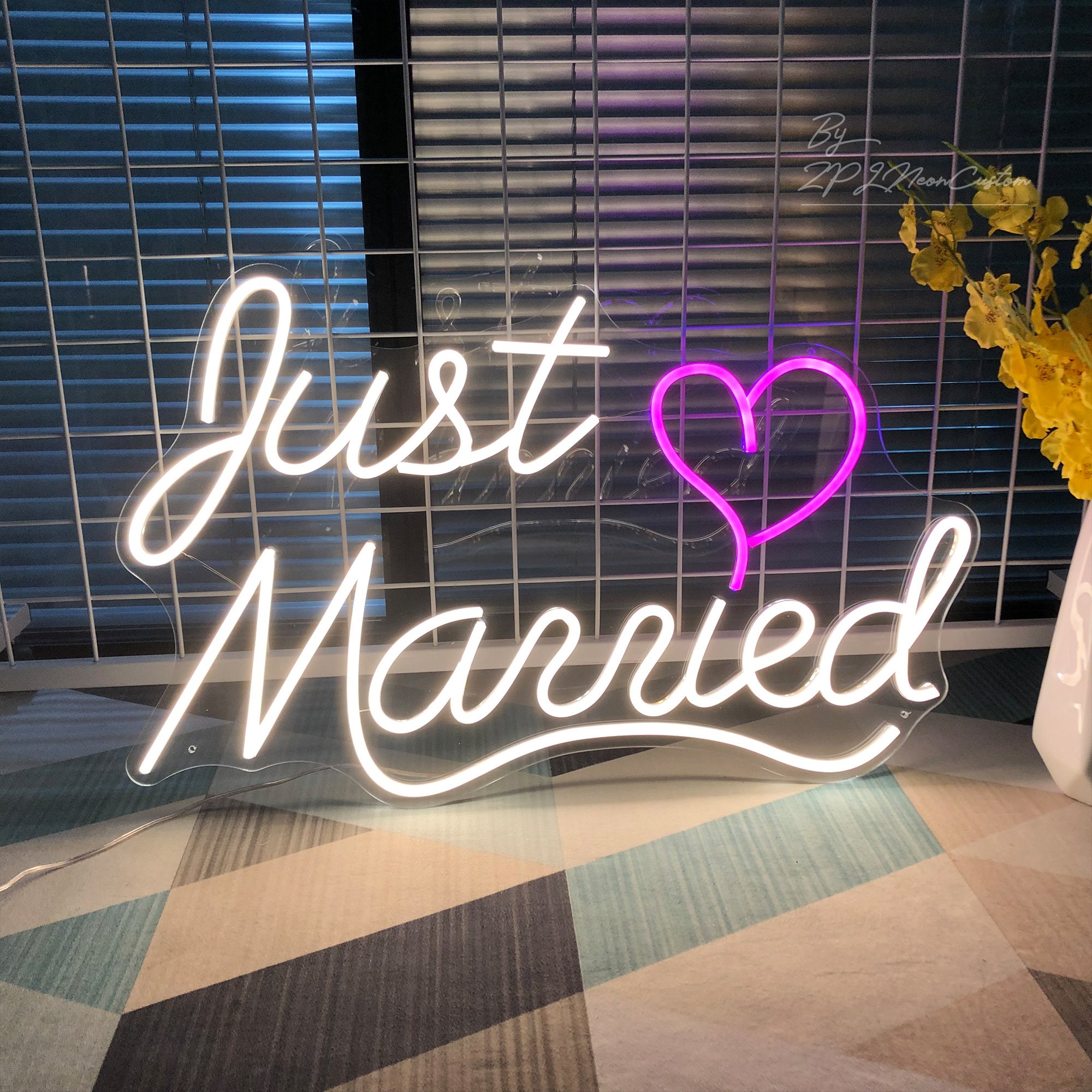 Just Married Wedding Party Decor Neon Sign Custom LED Art Etsy